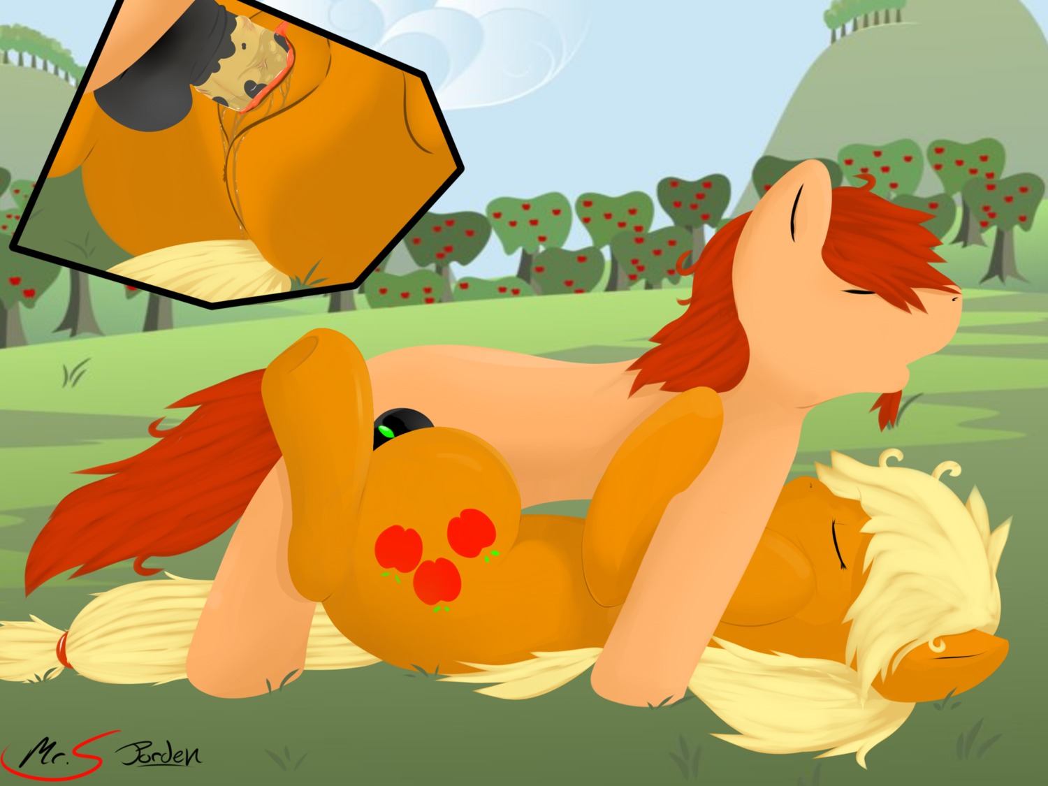 4:3 animal_genitalia animal_penis anus applejack_(mlp) balls butt cutie_mark duo e621 earth_pony equid equine equine_genitalia equine_penis erection female female_penetrated feral feral_on_feral friendship_is_magic genitals hair hasbro hi_res horse male male/female male_penetrating male_penetrating_female mammal mr.smile my_little_pony nude penetration penile penile_penetration penis penis_in_vagina pony sex tail vaginal vaginal_penetration vulva