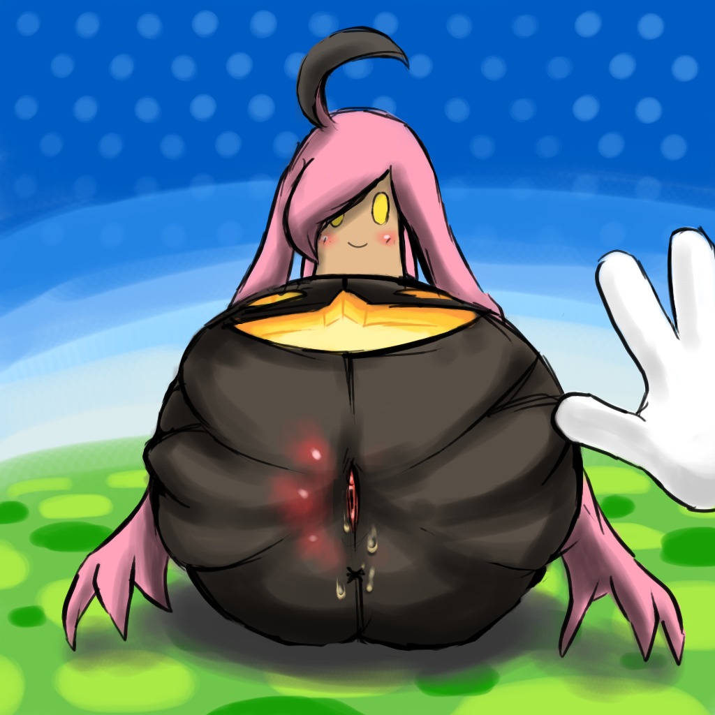 1:1 anus blush butt digital_media_(artwork) duo e621 female feral food fruit generation_6_pokemon genitals ghost glistening glowing gourgeist hair happy long_hair looking_at_viewer lying nintendo nude on_back on_ground outside pink_hair plant pokemon pokemon_(species) pokemon_amie presenting presenting_hindquarters presenting_vulva pumpkin shadow smile solo_focus spirit takane_(taka_rider13) vulva yellow_eyes