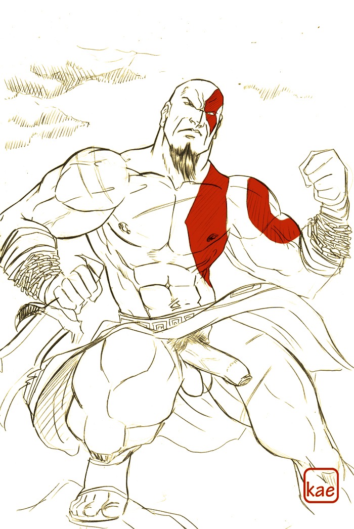 1boy abs balls bara facial_hair flaccid foreskin front_view god_of_war huge_muscles human kaeworld kratos male male_focus male_only monochrome muscles muscular muscular_male partially_retracted_foreskin penis retracted_foreskin rule34 solo solo_focus tagme testicles uncircumcised yaoi