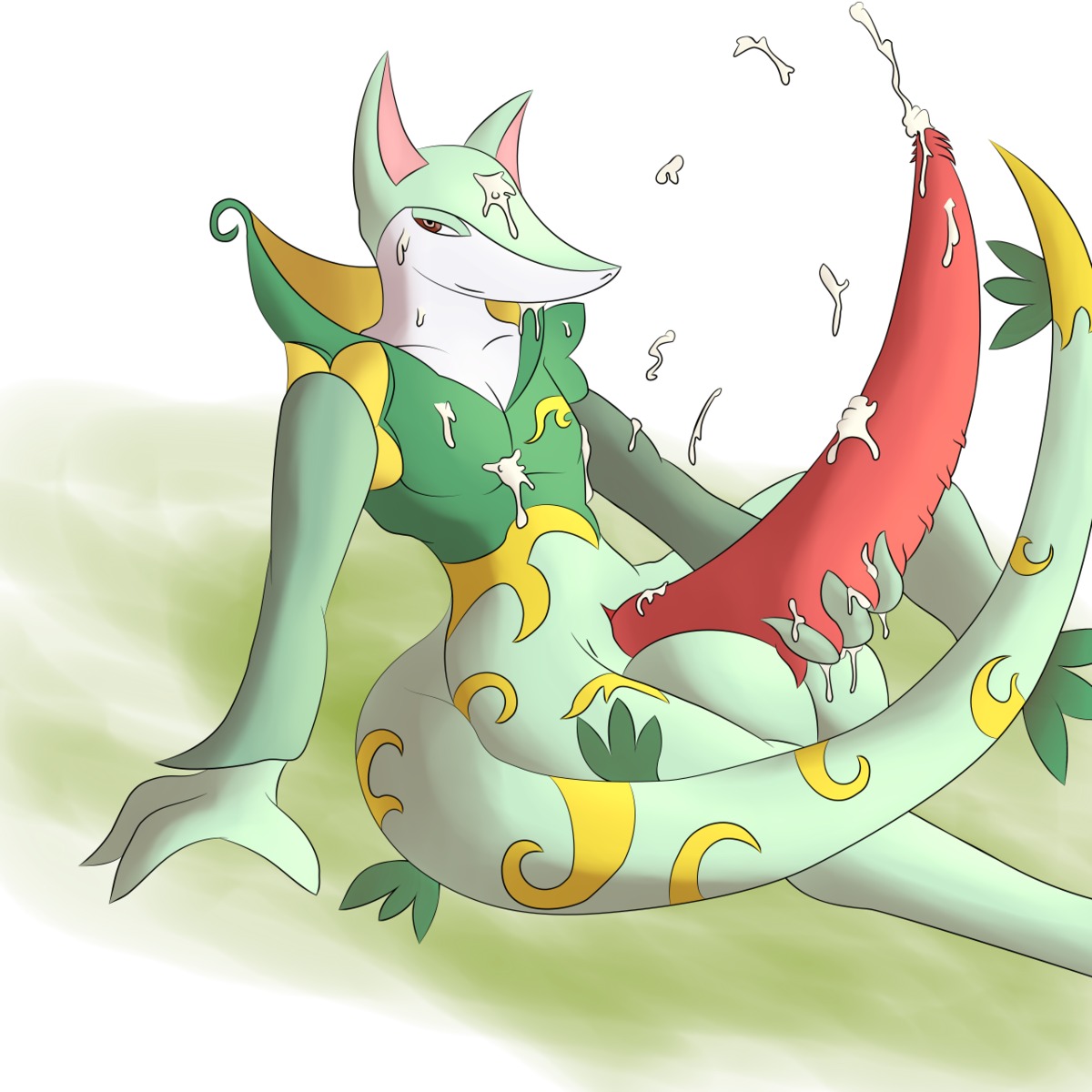 anthro color cum handjob male male_only masturbation penis pokemon pokemorph reptile rule34 scalie serperior sitting snake solo tagme