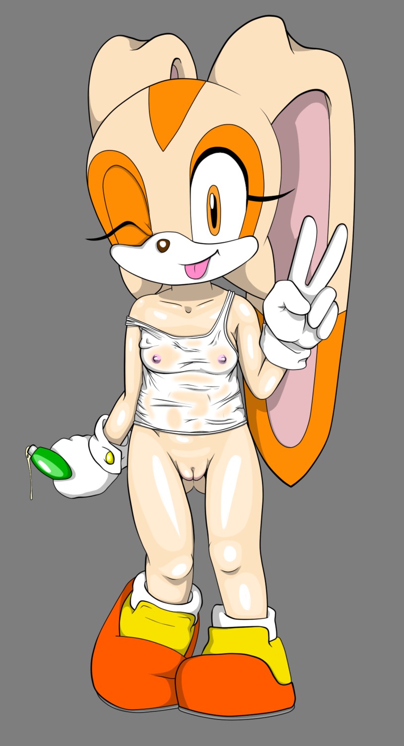 2013 alpha_channel anthro bottomless breasts clothed clothing cream_the_rabbit e621 erect_nipples female genitals hi_res jenokamui lagomorph leporid loli long_ears looking_at_viewer mammal navel nipples one_eye_closed rabbit sega simple_background small_breasts smile solo sonic_the_hedgehog_(series) tongue translucent translucent_clothing transparent_background vulva young young_anthro