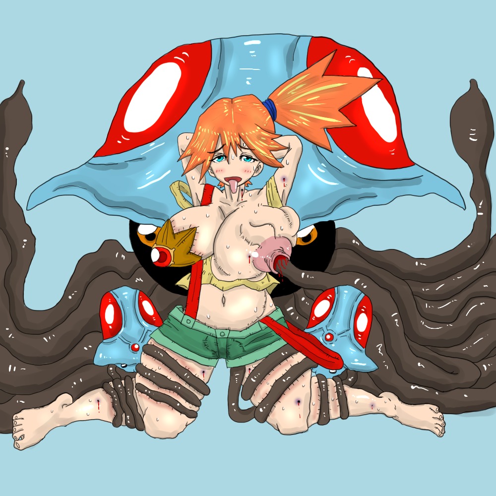 blood female human kasumi_(pokemon) nintendo nipple_penetration pokemon pokephilia rule34 staryu tentacool tentacruel