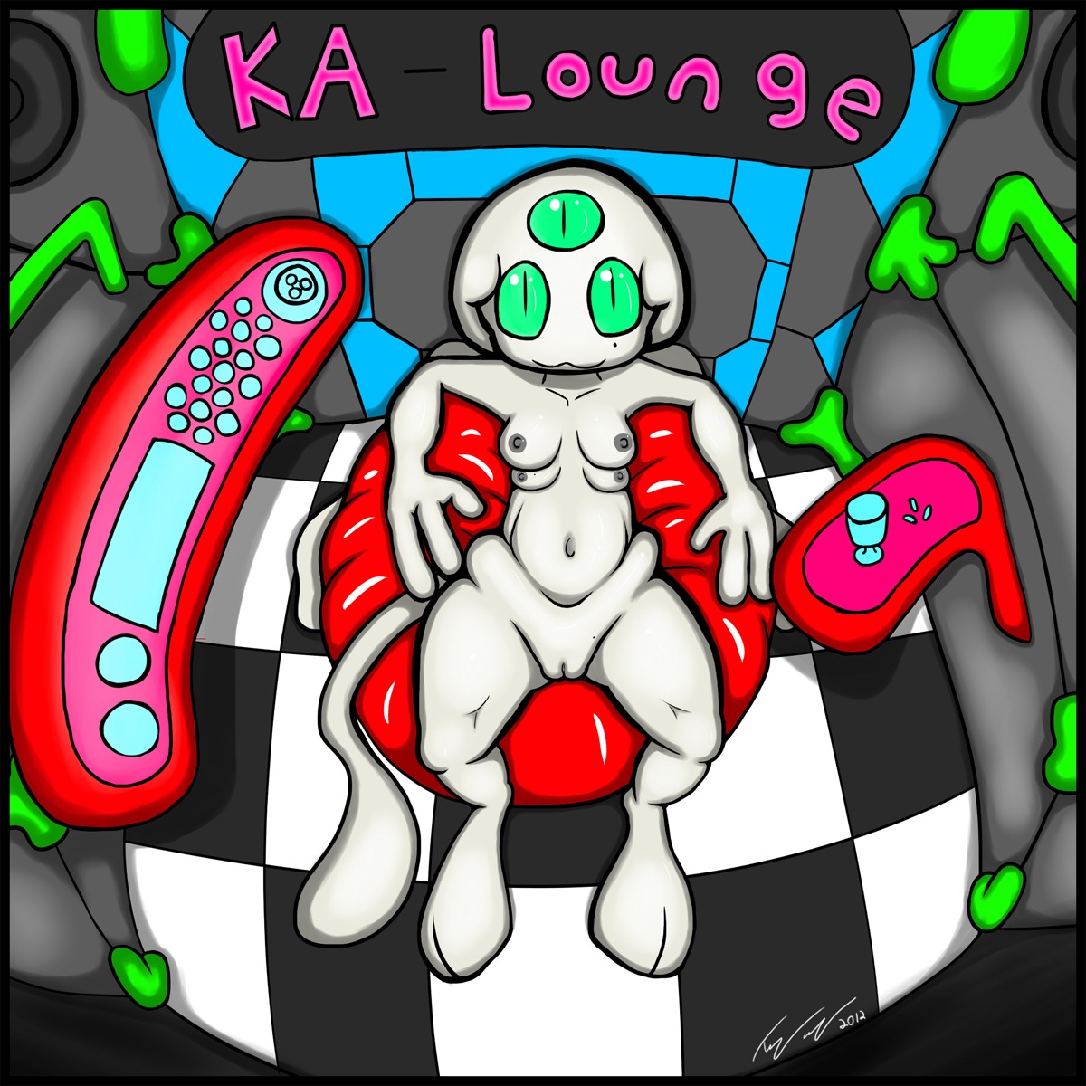 1:1 3_eyes 3_fingers 4_breasts alien bean_bag breasts drugs e621 female fingers fionthebunny genitals glass hi_res markings mole_(marking) multi_breast multi_eye navel nipples pills pupils science_fiction slit_pupils solo speaker supernumerary_breasts tail tentacles toony vulva