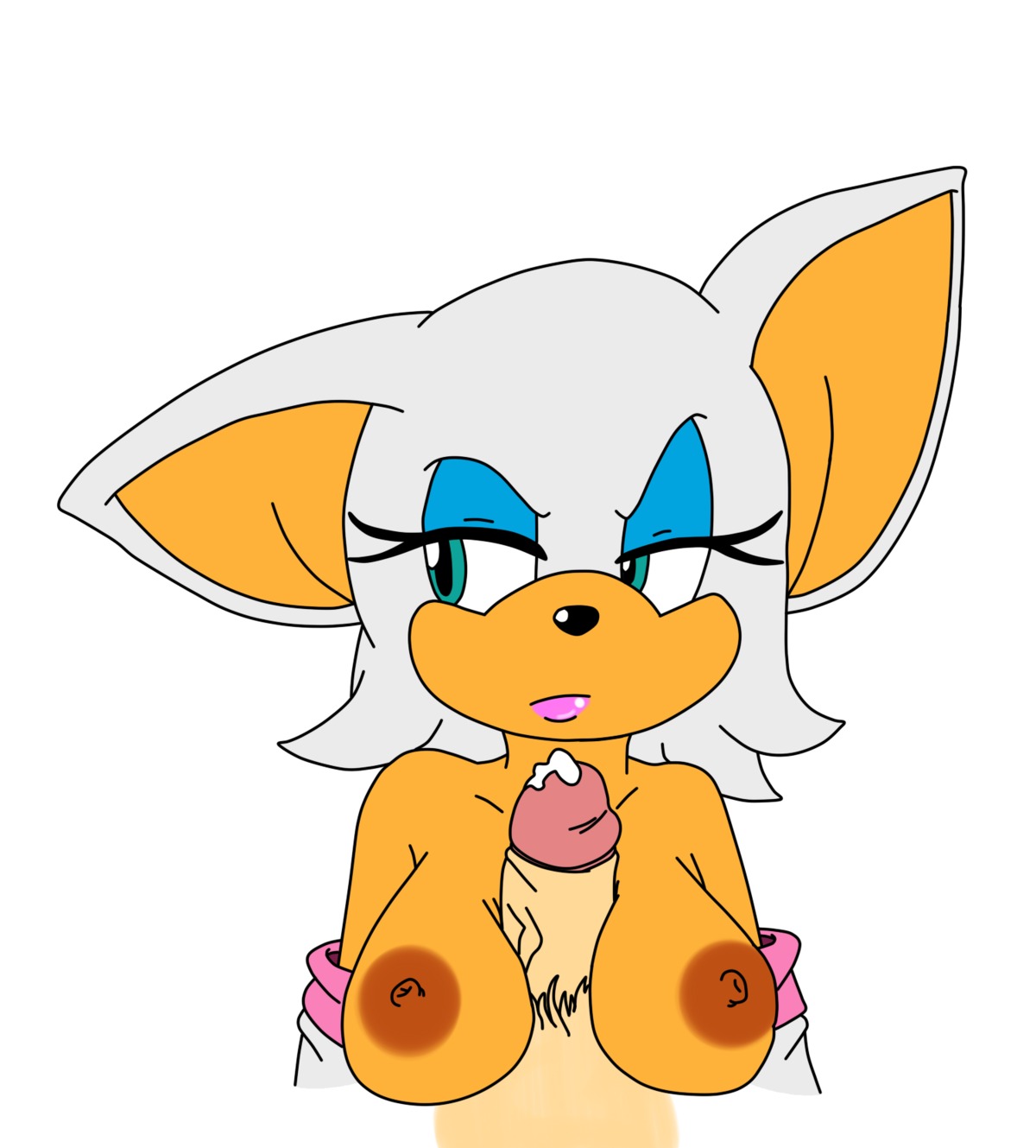 2013 anthro bat black_nose blue_eyes bodily_fluids breast_play breasts brown_body brown_fur clothing cum duo e621 erection female fur genital_fluids genitals hair handwear hi_res human humanoid_genitalia humanoid_penis looking_away male male/female mammal nipples nude penis rouge_the_bat sega sex simple_background sonic_the_hedgehog_(series) titfuck unknown_artist white_background white_hair