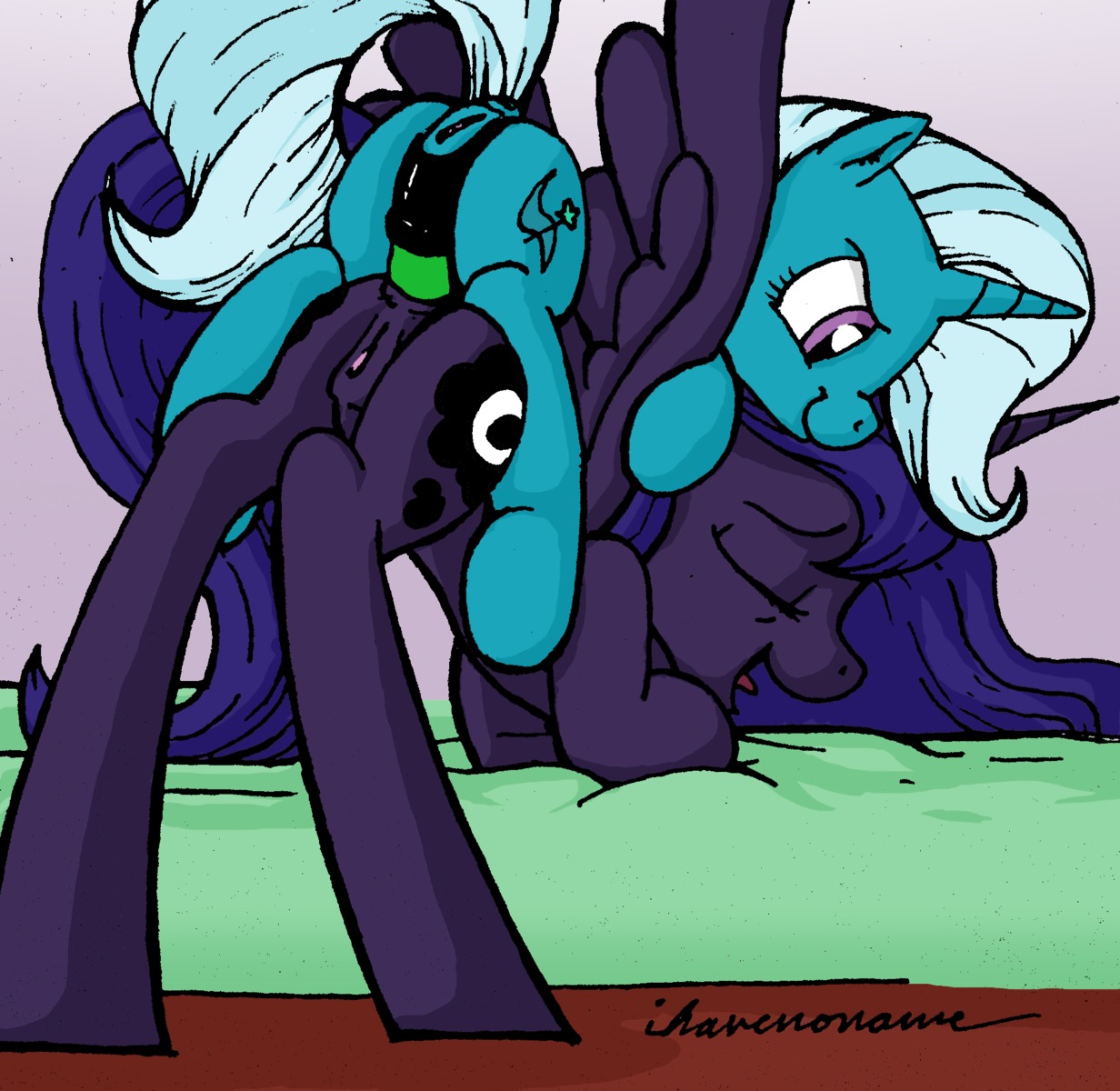 2014 anal anal_penetration animal_genitalia animal_vulva anus blue_body blue_fur blue_hair cutie_mark dildo duo e621 equid equine equine_genitalia equine_vulva eyes_closed feathered_wings feathers female female/female female_penetrating feral friendship_is_magic fur genitals hair hasbro hi_res horn ihavnoname mammal multicolored_hair my_little_pony mythological_creature mythological_equine mythology penetration princess_luna_(mlp) purple_eyes sex_toy smile strapon trixie_(mlp) two_tone_hair unicorn vulva winged_unicorn wings
