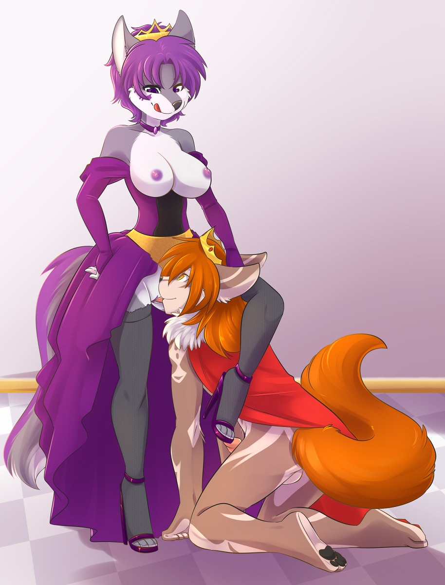 4_toes alecrast alternative_fashion anthro backsack balls barefoot black_pawpads bottomless breasts butt canid canine canis cape clothed clothing crown cunnilingus digital_media_(artwork) duo e621 feet female footwear fox genitals hair headgear hi_res high_heels hime_lolita j-fashion jess_(teckly) kneeling legwear licking licking_lips lolita_(fashion) male male/female mammal nipples oral pawpads paws penis purple_hair sandals self_lick sex shaded shoes soles spazzykoneko standing stockings thigh_highs toes tongue tongue_out vaginal vulva wolf