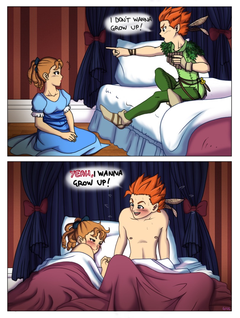 after_sex bow clothing comic disney dress female pallottili peter_pan peter_pan_(character) rule34 straight tagme wendy_darling