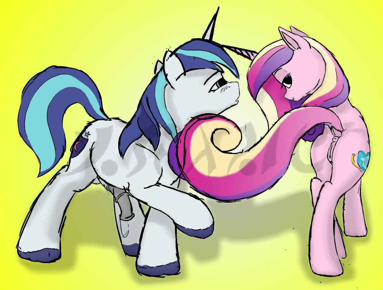 anus blue_eyes blue_hair bodily_fluids butt cum cutie_mark distracting_watermark drake_drachenlicht duo e621 equid equine erection female feral friendship_is_magic fur genital_fluids genitals hair half-closed_eyes hasbro horn long_hair male male/female mammal multicolored_hair my_little_pony mythological_creature mythological_equine mythology narrowed_eyes nude penis pink_body pink_fur presenting presenting_hindquarters princess_cadance_(mlp) shining_armor_(mlp) teasing unicorn vulva watermark white_body white_fur