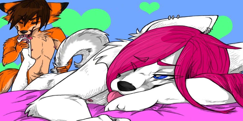 2013 2:1 abstract_background anal anal_penetration anthro archived_source canid canine duo e621 ear_piercing erection eyes_closed feet femboy fennec_fox fluffy fluffy_tail foot_fetish foot_lick foot_play fox hair hindpaw kish_fox licking looking_at_viewer male male/male male_penetrated male_penetrating male_penetrating_male mammal mmmkandie nipples paws penetration piercing pink_hair sex simple_background tail tail_grab tongue tongue_out true_fox