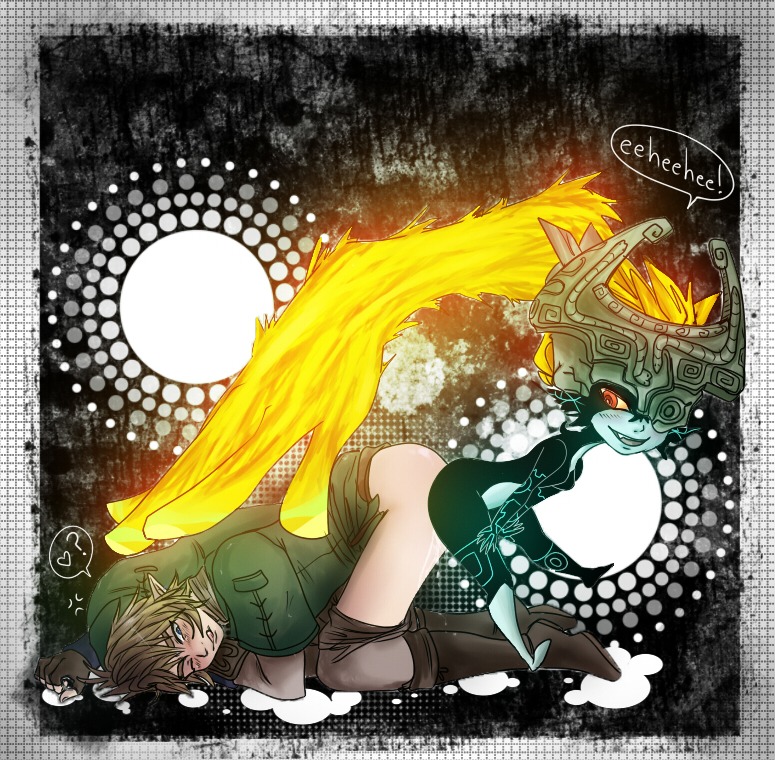 1boy 1girls couple_(romantic) cute duo female feminine_male fused_shadow imp imp_midna link link_(twilight_princess) male midna rule34 shortstack the_legend_of_zelda twili twilight_princess