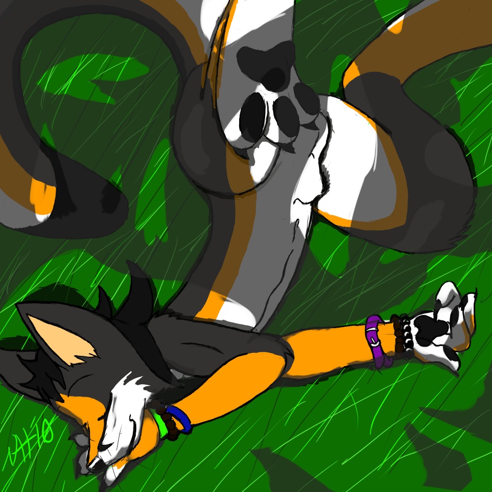 1:1 anthro canid canine e621 eyes_closed fox grey_fox male mammal noonie-beyl notactuallyhere simple_background sleeping solo tail urocyon