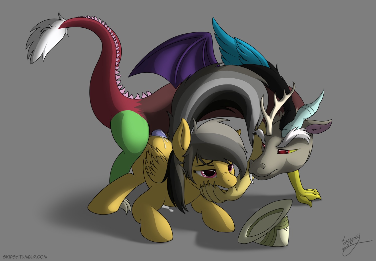 2012 alpha_channel armor beard bodily_fluids chimera claws clothing cum cum_inside daring_do_(mlp) discord_(mlp) draconequus duo e621 equid equine erection facial_hair feathered_wings feathers female female_penetrated feral feral_on_feral friendship_is_magic from_behind_position genital_fluids genitals grey_hair hair hasbro hat headgear headwear helmet hi_res interspecies long_hair male male/female male_penetrating male_penetrating_female mammal membrane_(anatomy) membranous_wings my_little_pony mythological_creature mythological_equine mythology nude pegasus penetration penis pith_helmet purple_eyes red_eyes sex simple_background skipsy tail tail_tuft text transparent_background tuft url wings