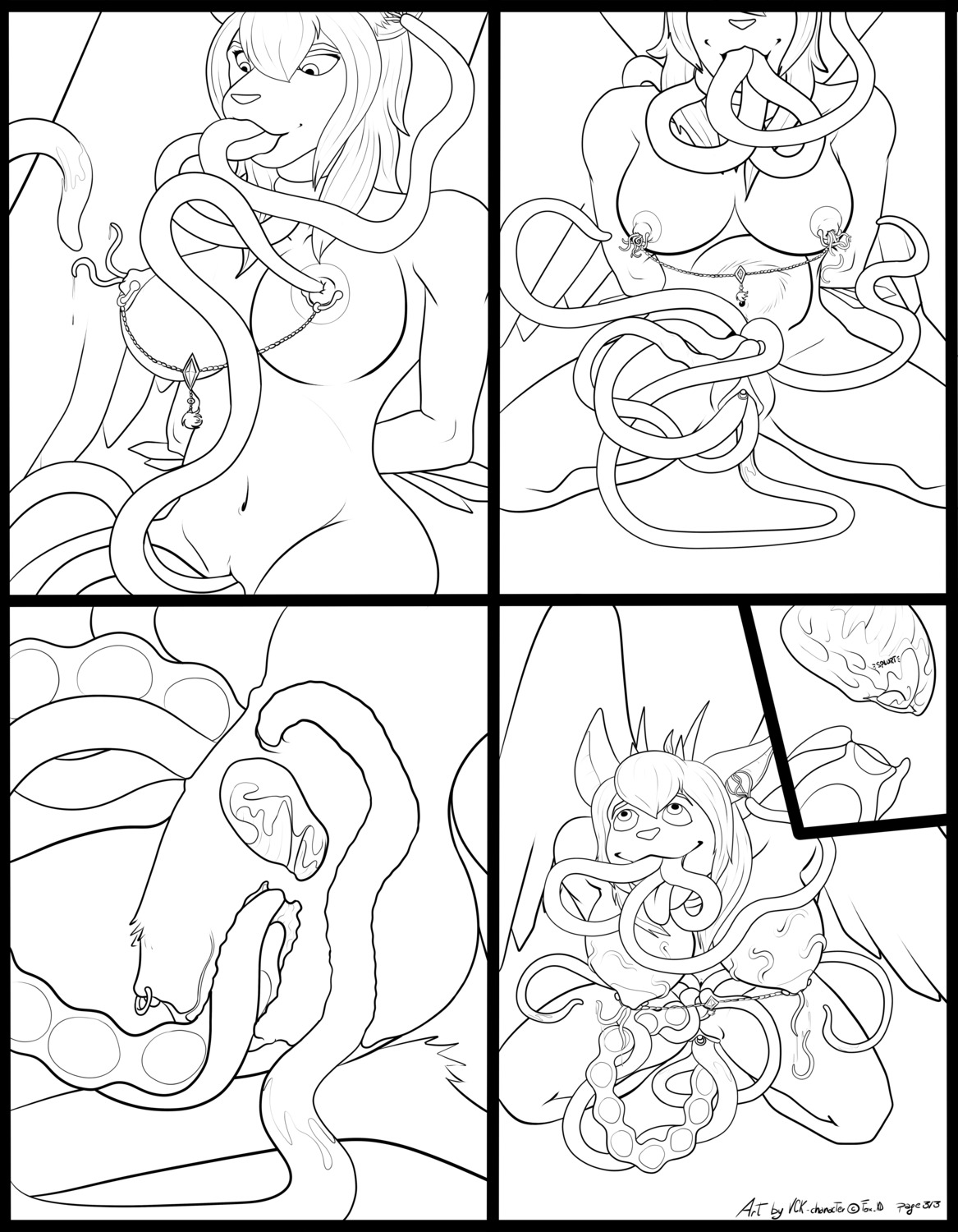 2013 abdominal_bulge absurd_res aeris_(fox_xd) anal anthro bdsm birth bodily_fluids bondage bound breasts bulge clitoris cum cum_inside double_penetration e621 ear_penetration egg egg_insertion female genital_fluids genitals hi_res internal_tentacles lactating line_art live_birth mind_control monochrome nipple_birth nipple_chain nipple_fetish nipple_penetration nipple_play nipples nude oviposition ovipositor penetration peryton piercing simple_background solo swallowing swallowing_parasite tentacle_ovipositor tentacles vaginal vck vulva