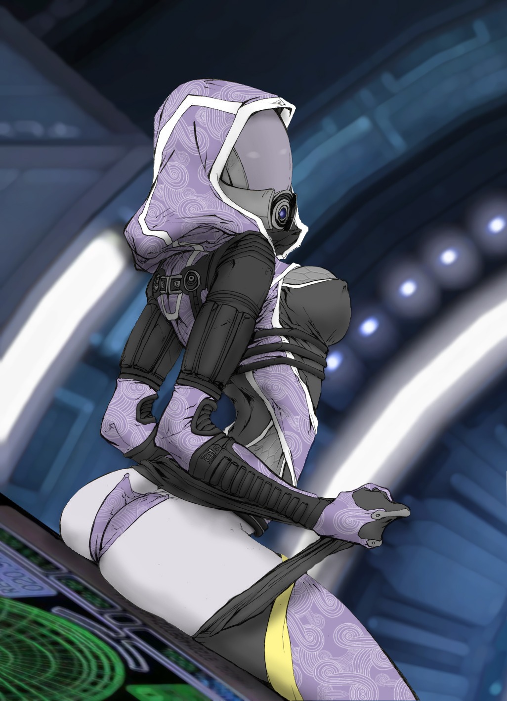 1girls alien_girl ass bioware breasts erect_nipples female grey_skin mask masked masked_female mass_effect nipples no_humans quarian rule34 siegeredwolf solo solo_female tali'zorah_nar_rayya