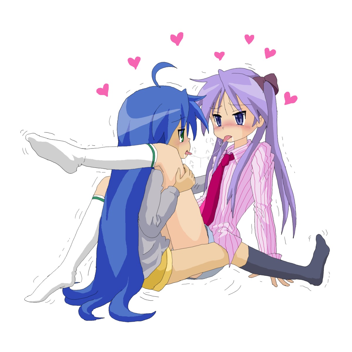 after_kiss female hirondo kagami_hiiragi konata_izumi lucky_star rule34 saliva_trail tagme tounge_out trembling yuri