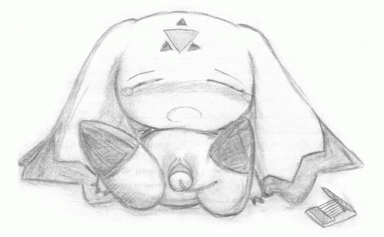 anthro bandai_namco blush calumon clyndemoon digimon digimon_(species) dynamite e621 explosive_insertion explosives facial_markings female forehead_markings genitals graphite_(artwork) greyscale head_markings imminent_death leacheate_soup loli lying markings match_book matches monochrome on_back penetration solo symbol traditional_media_(artwork) vulva young young_anthro young_female zero_unit