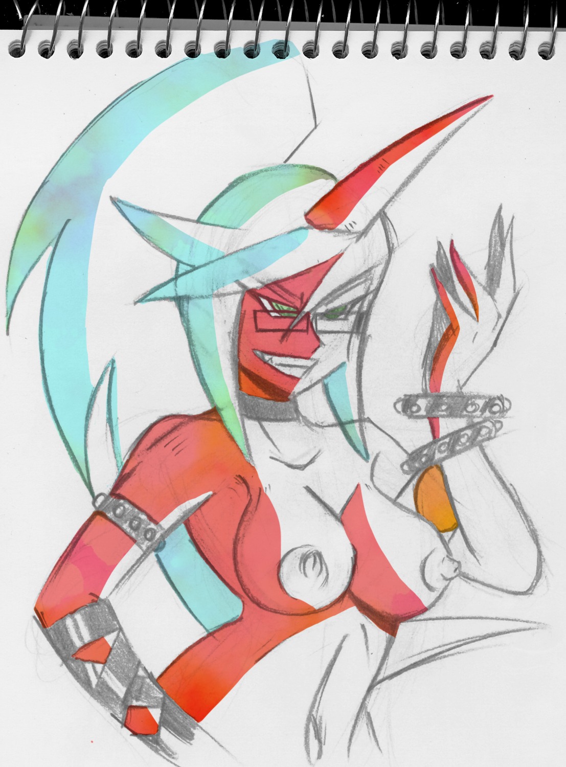 demon demon_girl drawn female kneesocks_daemon lucky23 panty_&amp;_stocking_with_garterbelt red_skin rule34 tagme