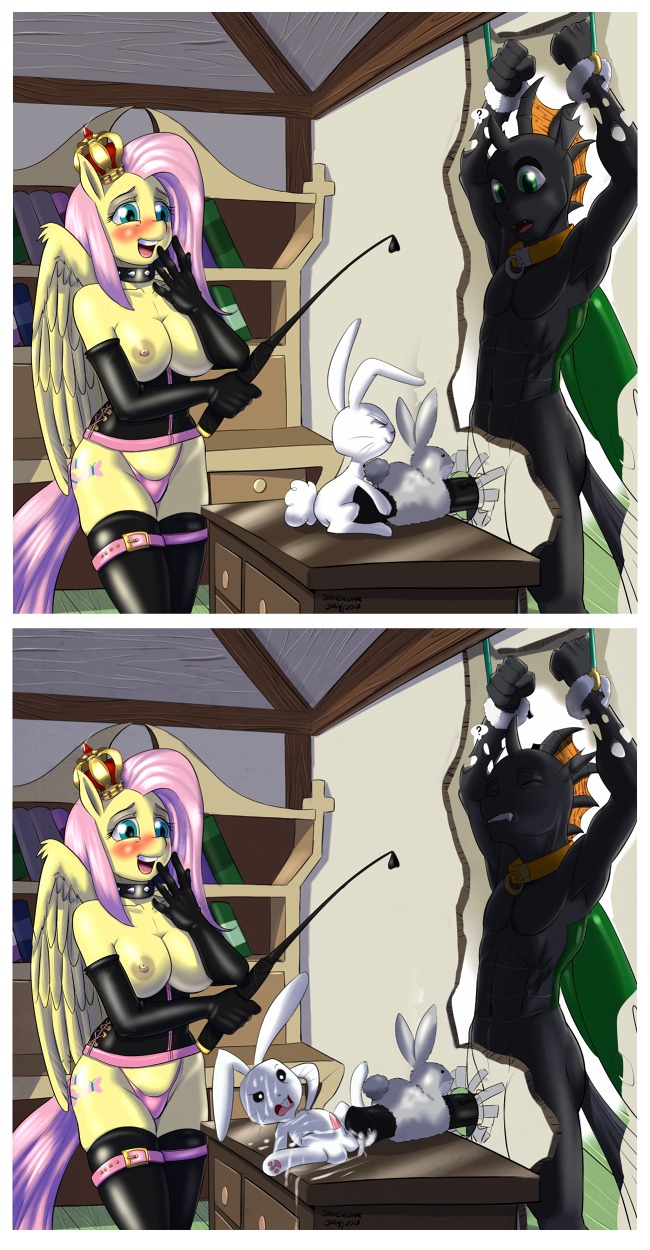 accessory angel_(mlp) anthro anthrofied armwear arthropod bdsm bestiality big_breasts big_penis biped bite biting_lip biting_own_lip black_body black_skin blue_eyes blush bodily_fluids book bound breasts changeling_(mlp) clothed clothing collar confusion corset crown cuff_(restraint) cum cum_everywhere cum_on_arm cum_on_chest cum_on_face cum_on_leg disguise dominant e621 elbow_gloves equid equine erection eyes_closed fan_character feathered_wings feathers female feral fluttershy_(mlp) friendship_is_magic frill_(anatomy) fuzzy_handcuffs genital_fluids genitals glory_hole gloves green_eyes group handcuffs handwear hasbro head_crest head_frill headgear helpless hi_res hyper inside interspecies lacing lagomorph latex legwear leporid lingerie lips lying male male/male male_on_feral mammal membrane_(anatomy) membranous_frill messy metal_cuffs my_little_pony mythological_creature mythological_equine mythology navel nipples on_back open_mouth orgasm panties pegasus penetration penile penile_penetration penis penis_accessory penis_in_penis plushie quadruped question_mark rabbit restraints riding_crop self_bite sex_toy shackles siberwar smile spiked_collar spikes stockings surprised suspension teeth thigh_highs thong tongue topless topwear trick underwear urethral urethral_penetration vesairus whip wings yellow_body yellow_feathers