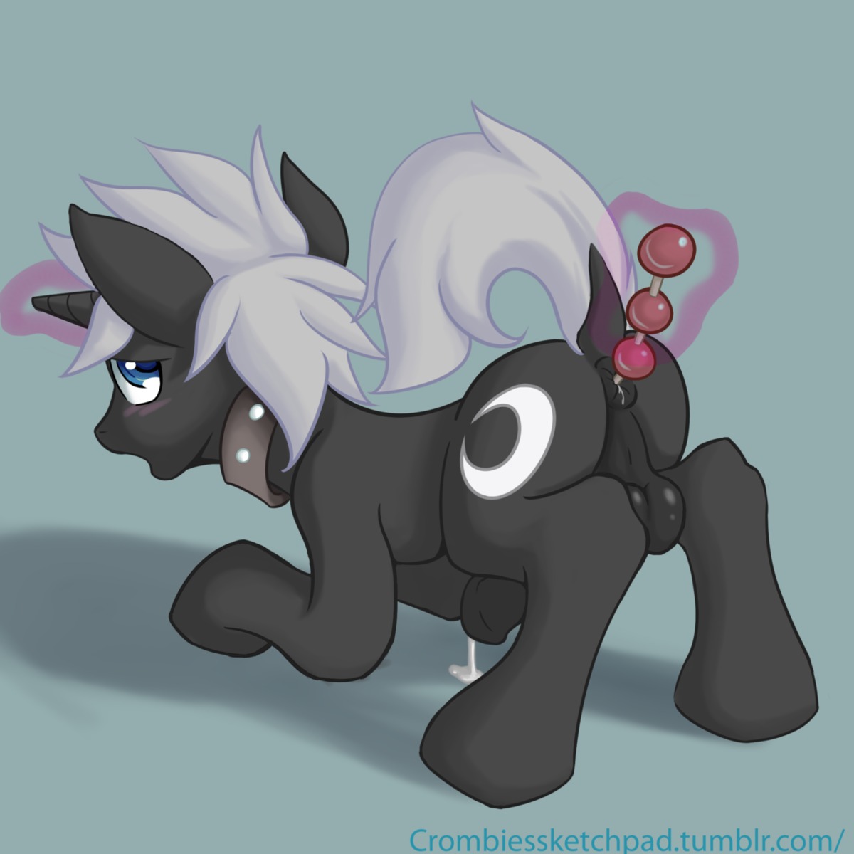 1:1 2012 anal anal_beads anal_masturbation anal_penetration balls black_body black_fur bodily_fluids collar crombie cum cutie_mark digital_media_(artwork) dripping e621 equid equine erection fan_character feral fur genital_fluids genitals hair hasbro hi_res horn magic magic_user male mammal masturbation my_little_pony mythological_creature mythological_equine mythology nude penetration penis quadruped sex_toy shaded simple_background solo source_request tail toying_self unicorn white_hair