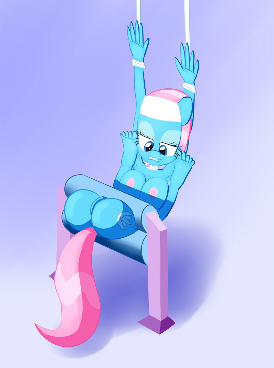 anthro anthrofied breasts e621 equid equine female flattened friendship_is_magic genitals hasbro hi_res horse lotus_(mlp) malleable_body mammal my_little_pony noctulov pony solo squeezing vulva what