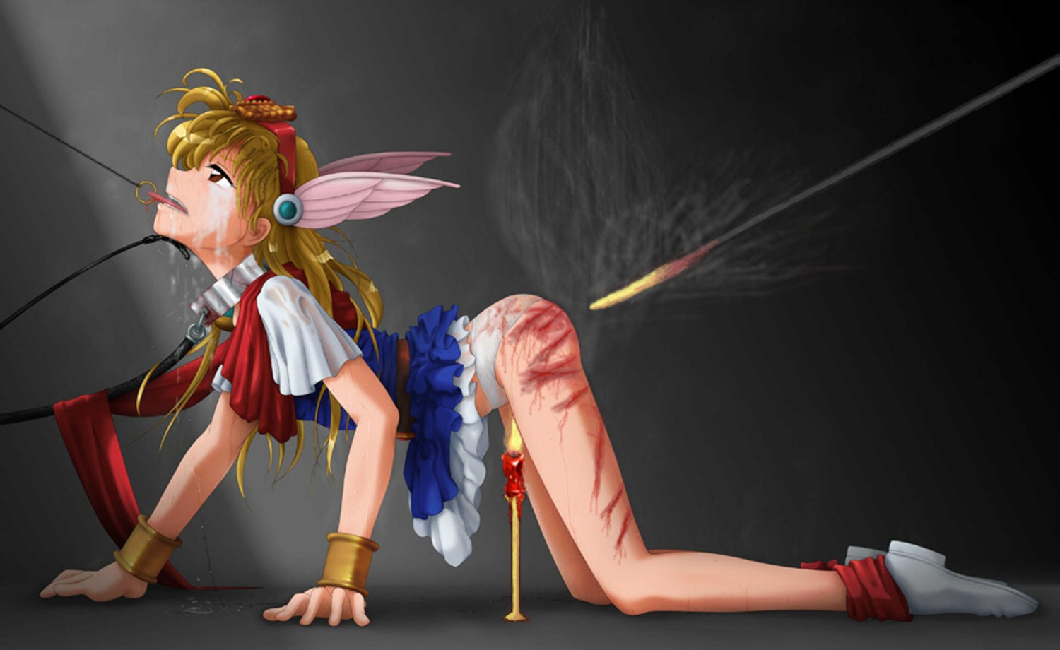 1girls akazukin_chacha bondage branding_iron branding_mark candle chains collar female female_focus gore guro highres magical_princess rule34 scarf shoes solo_focus tagme tongue_piercing torture whip_marks whipping