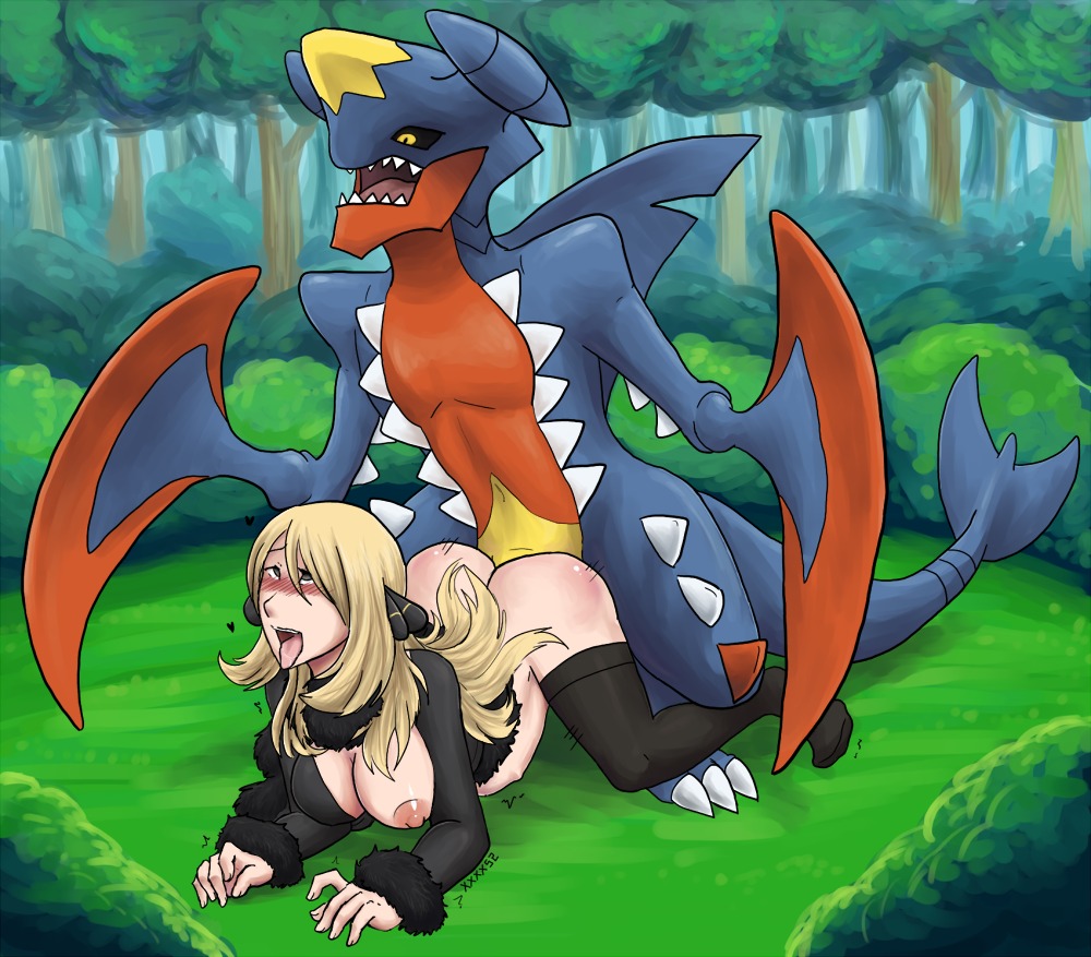 abdominal_bulge all_fours bestiality blonde_hair blush breasts clothed clothing cynthia_(pokemon) duo e621 female female_penetrated feral from_behind_position generation_6_pokemon hair human human_on_feral human_penetrated interspecies legwear male male/female male_penetrating male_penetrating_female mammal mega_evolution mega_garchomp nintendo nipples one_breast_out partially_clothed penetration pokemon pokemon_(species) pokemon_champion pokephilia sex spread_legs spreading stockings tongue xxxx52 yellow_eyes