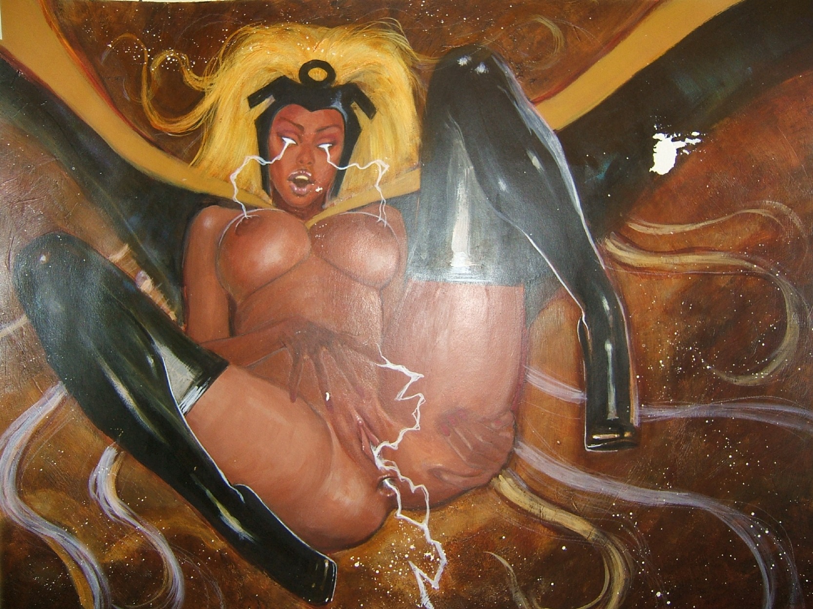 dark-skinned_female dark_skin electricity electrostimulation female lightning mark_beachum marvel marvel_comics ororo_munroe rule34 storm_(x-men) straight_hair tagme tiara x-men