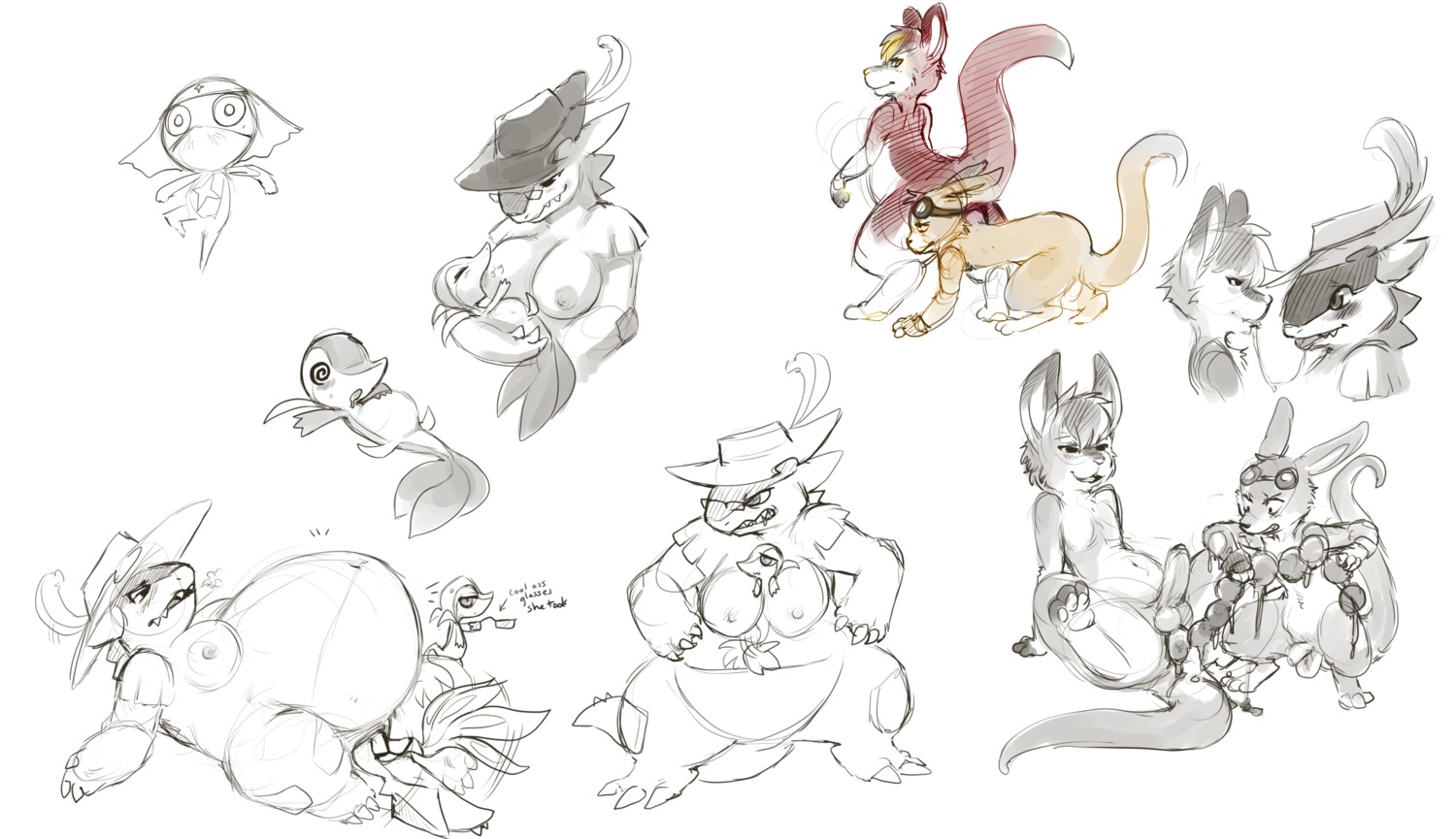 all_fours anal anal_beads anal_sex angry anthro anus balls bared_teeth blush breastfeeding breasts claws eye_contact feathers female fur furry glasses goggles hat kangaskhan keroro keroro_gunsou looking_at_another male mammal no_humans penetration pince-nez pokemon pokemon_(species) pokemon_bw pokemon_rgby pouch purplekecleon rule34 scalie sex_toy sitting sketch snivy tail teeth unbirthing vore