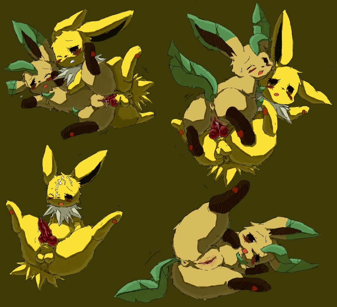 animal_genitalia animal_penis anus balls blush bodily_fluids butt canine_genitalia canine_penis cum cum_on_face digitigrade duo e621 eeveelution erection female female_penetrated feral feral_on_feral generation_1_pokemon generation_4_pokemon genital_fluids genitals jolteon knot leafeon looking_at_viewer male male/female male_penetrating male_penetrating_female nintendo nude one_eye_closed penetration penile penile_penetration penis penis_in_vagina pokemon pokemon_(species) presenting quadruped sex spread_legs spreading tail vaginal vaginal_penetration vulva wahitouppe