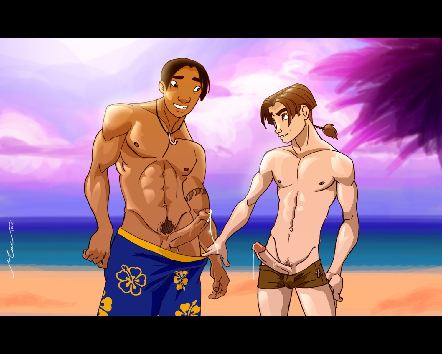 2010 2boys crossover dark-skinned_male dark_skin david_kawena disney human interracial jim_hawkins lilo_and_stitch male male_only multiple_males muscles rule34 treasure_planet undressing yaoi