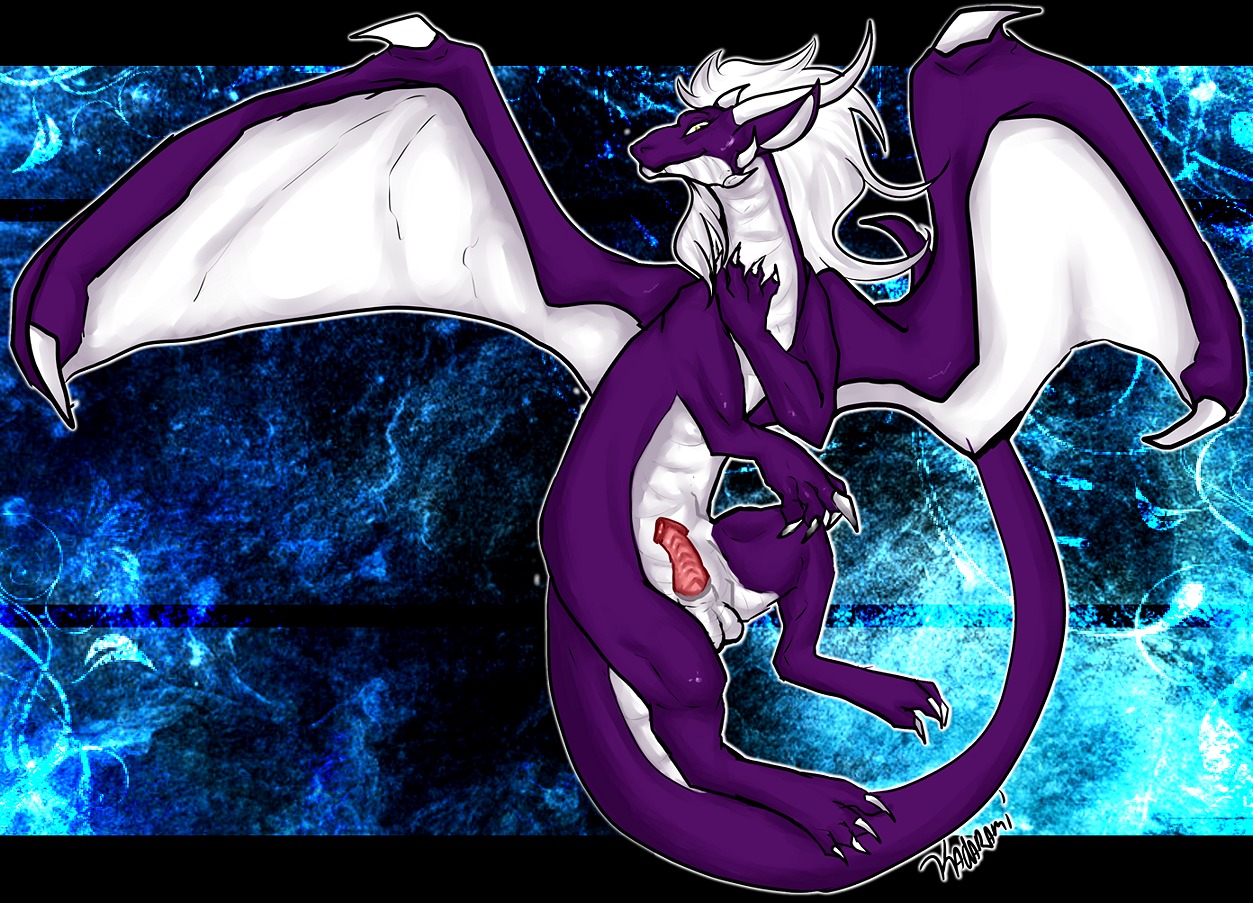 balls claws dragon e621 erection feral genitals horn kadarami majora male membrane_(anatomy) membranous_wings mythological_creature mythological_scalie mythology non-mammal_balls nude penis purple_body purple_scales scales scalie solo tail wings yellow_eyes