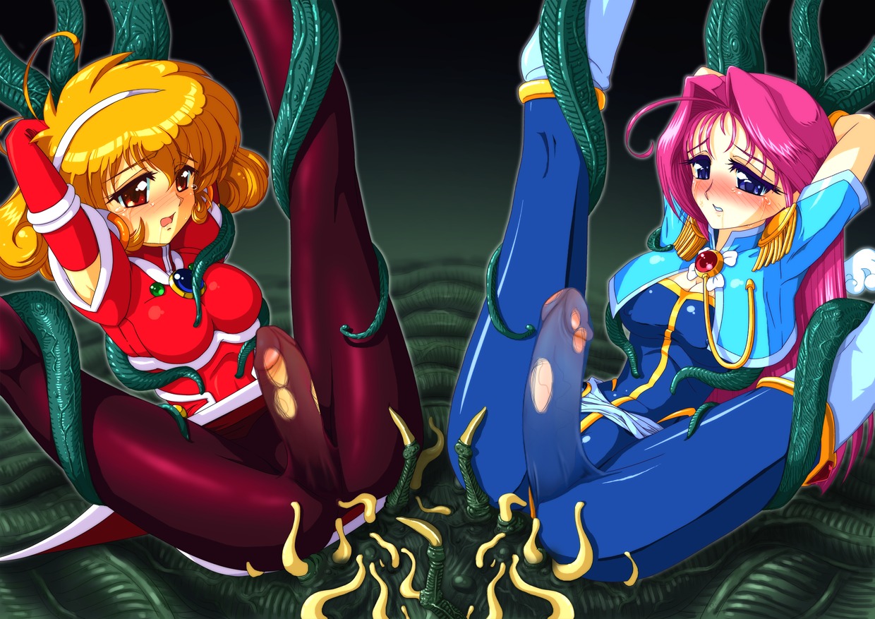 2girls corrector_yui crying female futanari intersex kasuga_yui kisaragi_haruna multiple_females multiple_girls penis rule34 tears tentacle torn_clothes