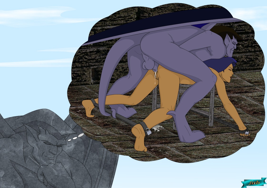 1boy 1girls anal anal_sex ass balls bondage cum cum_in_ass dark-skinned_female dark_skin disney doggy_style dream elisa_maza fab fab3716 female gargoyles goliath_(gargoyles) human human_on_humanoid humanoid interspecies male nude nude_female nude_male penis petrification purple-skinned_male purple_skin pussy restrained rule34 spreader_bar statue straight tagme testicles