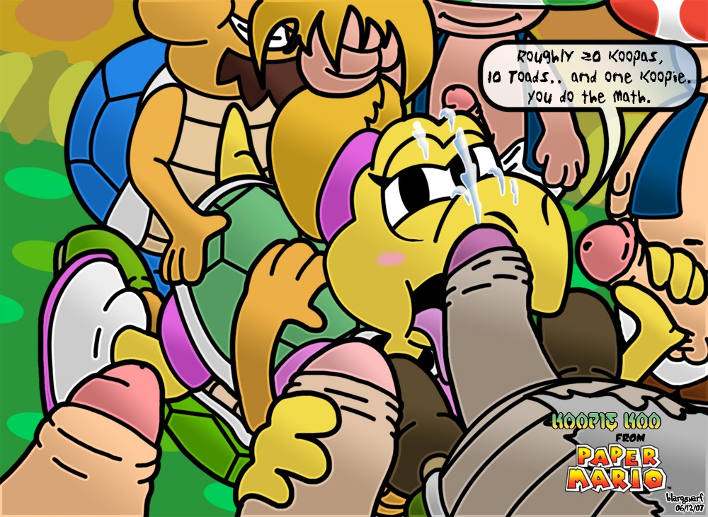 2007 anthro blargsnarf fellatio female koopa koopa_troopa koopie_koo koopley kroop male mario_(series) multiple_penises nintendo oral paper_mario penis reptile rule34 scalie straight_hair toad_(mario) turtle
