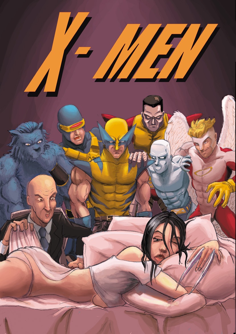 1girls 7boys angel_(warren_worthington_iii) beast_(x-men) blue_fur bobby_drake breasts charles_xavier colossus cyclops_(x-men) female hank_mccoy iceman james_howlett laura_kinney male marvel marvel_comics piotr_rasputin professor_xavier rule34 scott_summers straight_hair tagme wolverine_(x-men) x-23 x-men