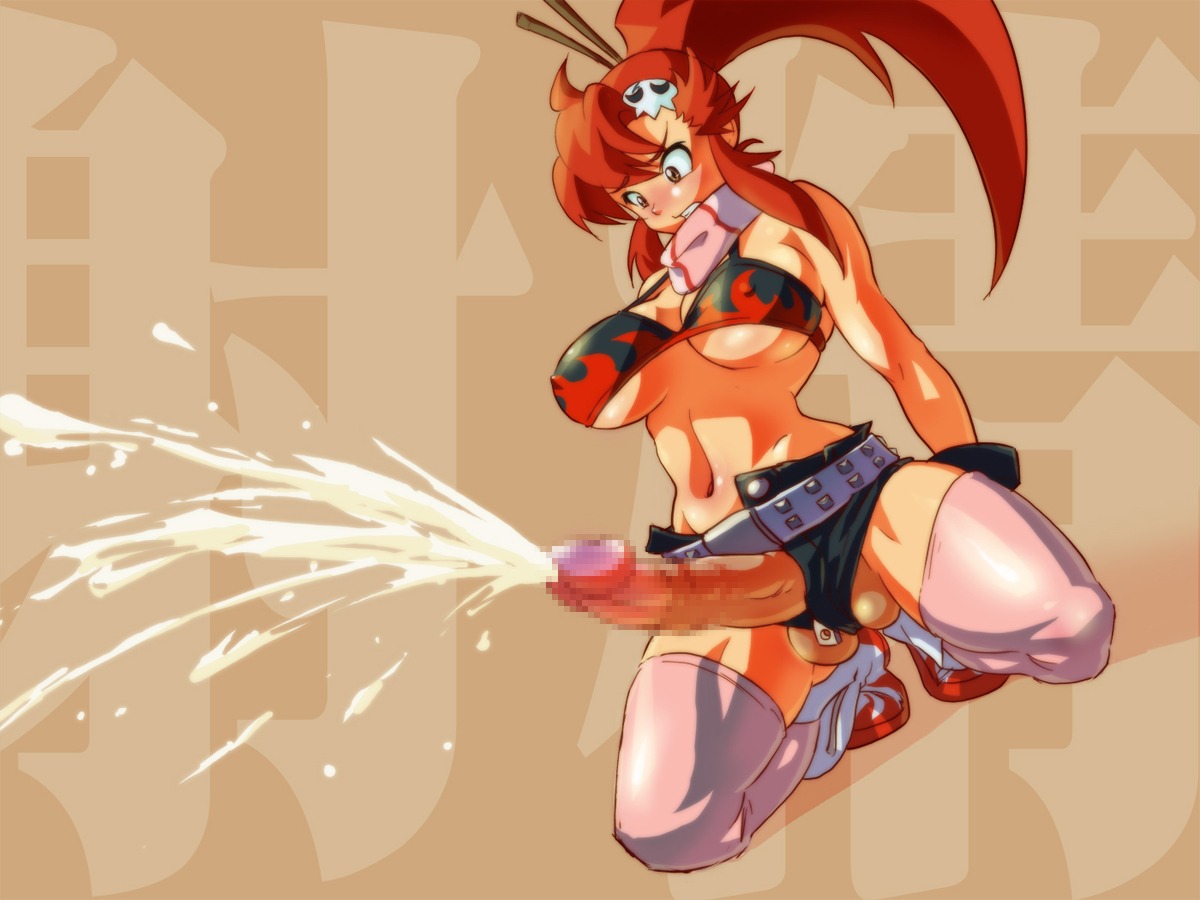 blush cum futanari intersex rule34 solo_futa tengen_toppa_gurren_lagann yoko_littner