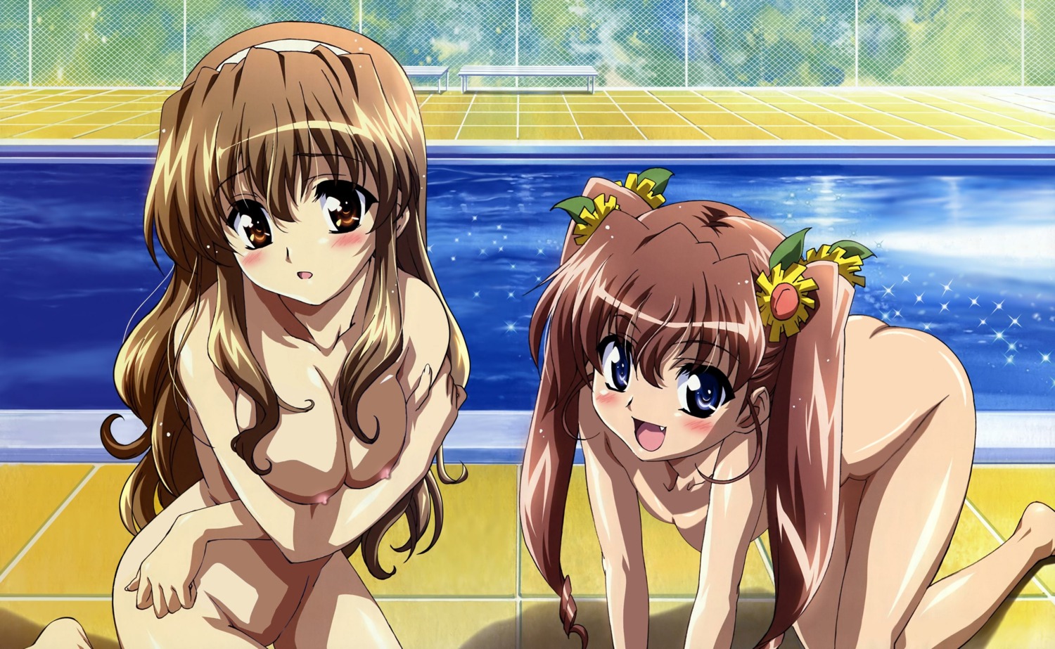 cute_fang female nipples nogizaka_haruka nogizaka_haruka_no_himitsu nogizaka_mika nude nude_filter paopa_ship rule34 tied_hair twintails