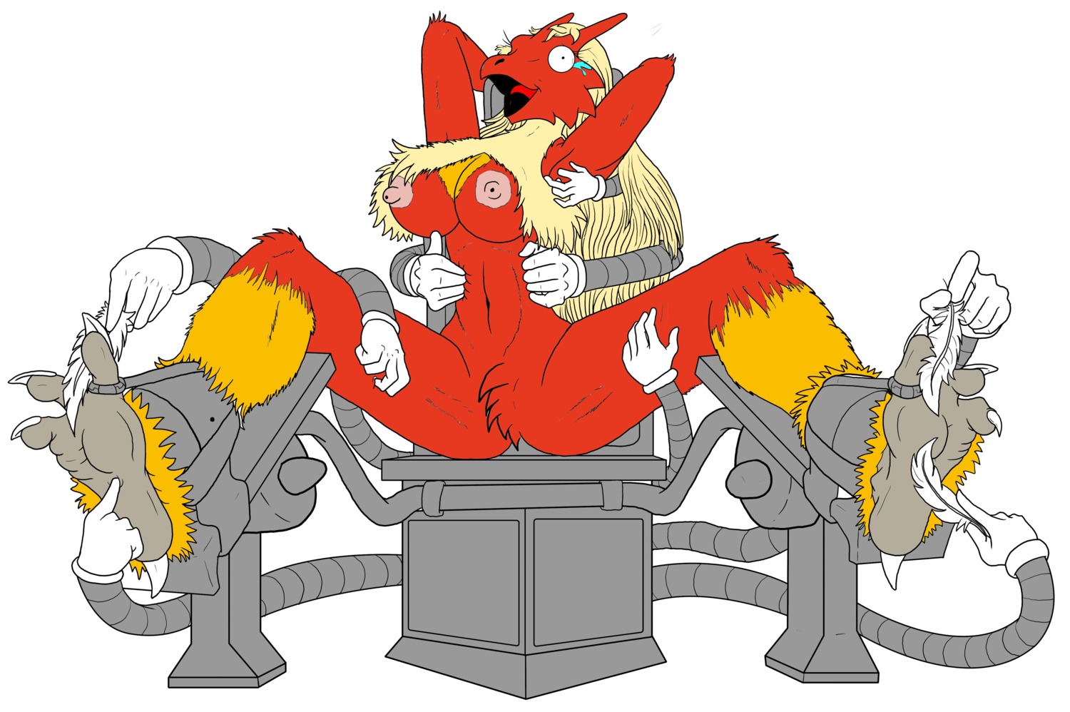 anthro anthro_only blaziken breasts color exposed_breasts female female_only front_view g-birkin nudity pokemon pokemon_(species) rule34 solo tickling zp92