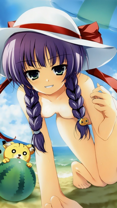 akatsuki_no_goei braid breasts exhibitionism female kanata_(akatsuki_no_goei) pussy rule34 small_breasts tagme thigh_gap tomose_shunsaku tsuki_(akatsuki_no_goei) twin_braids uncensored