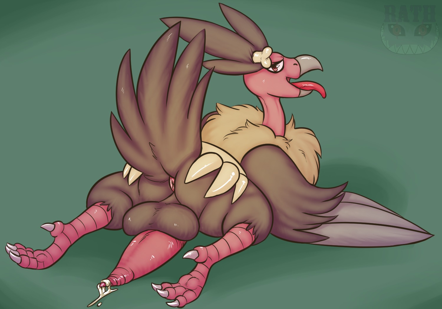 2014 accipitriform anus avian backsack balls barefoot beak big_balls bird bodily_fluids bone butt claws cum cum_on_ground cum_on_penis e621 erection feathered_wings feathers feet feral fur generation_5_pokemon genital_fluids genitals half-closed_eyes looking_at_viewer looking_back male mandibuzz narrowed_eyes nintendo nude open_mouth orgasm penis penis_backwards pokemon pokemon_(species) rathmutatio solo toe_claws tongue tongue_out vulture wings