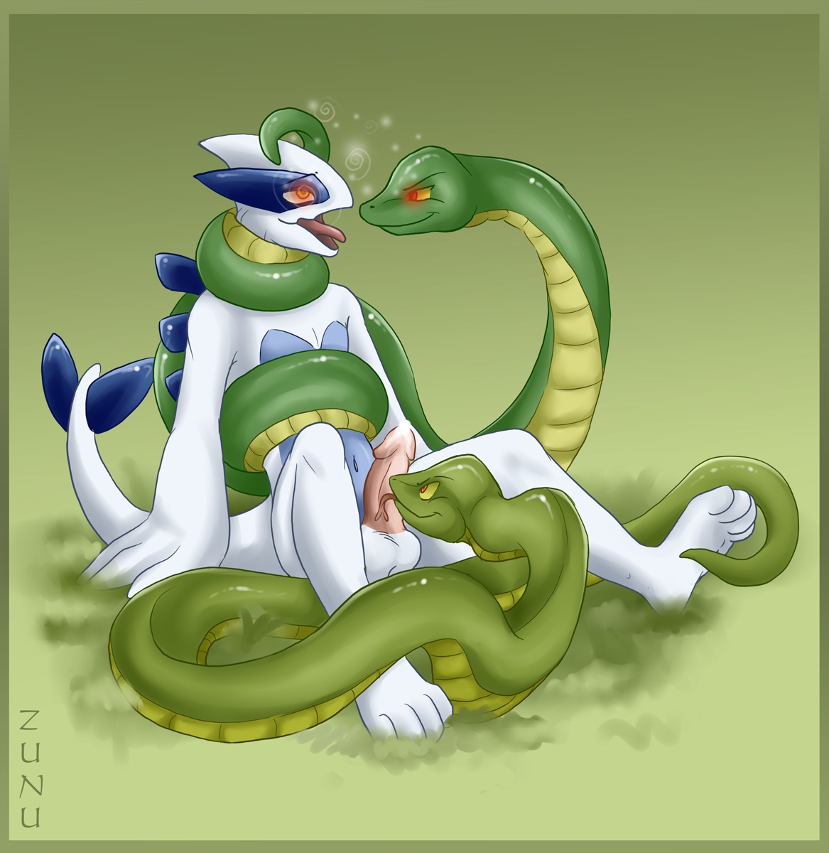 anthro anthro_on_feral anthrofied avian bestiality bodily_fluids coiling cum e621 erection feral forked_tongue generation_2_pokemon genital_fluids genitals green_body green_scales group hi_res humanoid_genitalia humanoid_penis hypnosis legendary_pokemon licking lugia male mind_control nintendo nude penis plantigrade pokemon pokemon_(species) pokemorph reptile scales scalie serpentine snake spiral spiral_eyes squeezing tail tongue tongue_out zunu-raptor