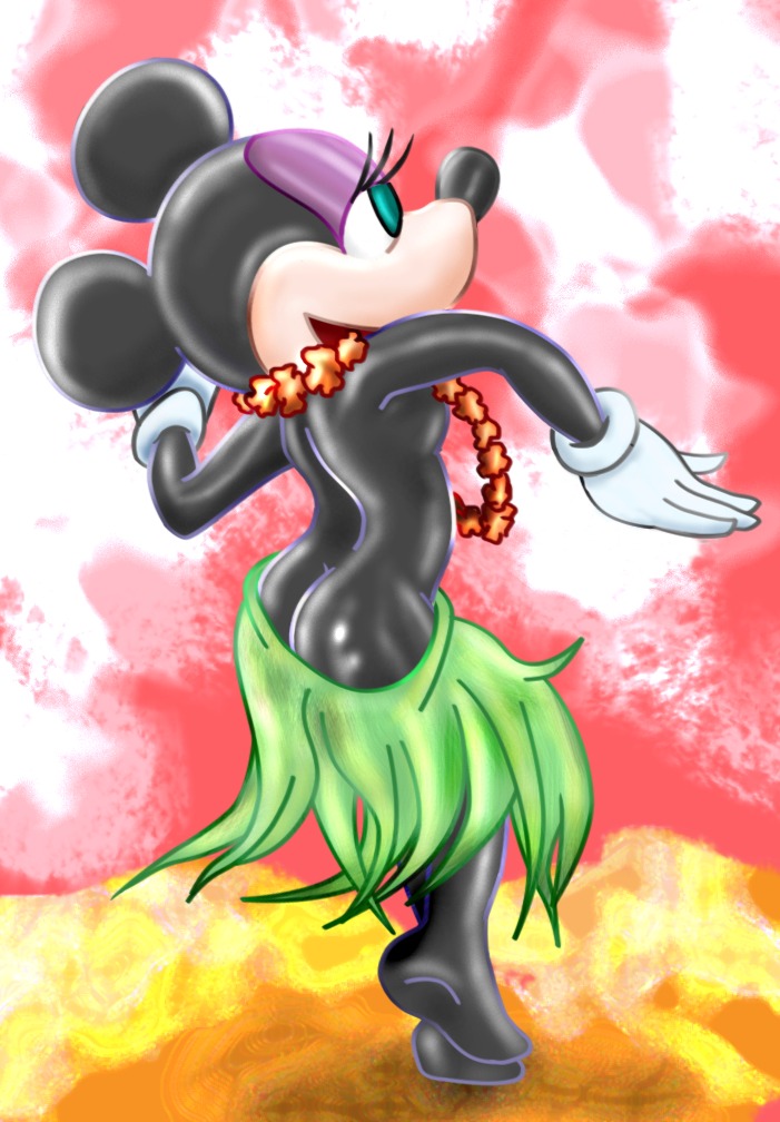 4_fingers anthro ass barefoot beige_skin black_fur black_nose breasts clothes dancing disney eyelashes eyeshadow female female_only fur furry_ass furry_breasts furry_ears gloves makeup mammal minnie_mouse mouse open_mouth rodent round_ears rule34 skirt solo teal_eyes topless