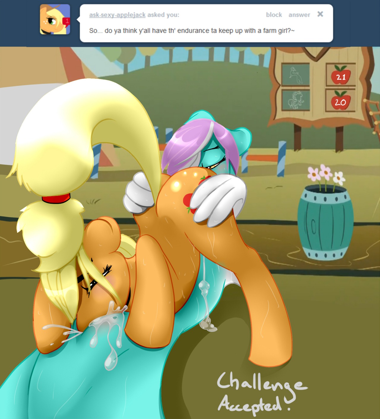 applejack_(mlp) earth_pony equine female feral friendship_is_magic horse my_little_pony pony rule34 severus smooth_skin tagme