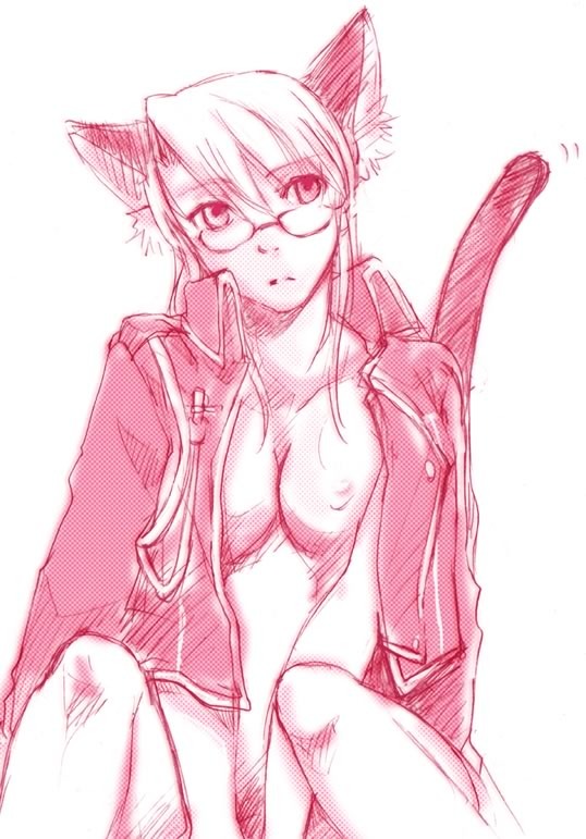 animal_ears breasts clothes eyewear female female_only fullmetal_alchemist fur furry_ears glasses humanoid kemonomimi monochrome raised_tail riza_hawkeye rule34 sitting sketch solo tagme tail