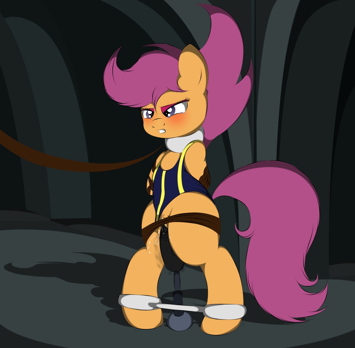 2012 absurd_res clothing e621 equid equine female friendship_is_magic genitals hasbro hi_res horse mammal my_little_pony pony scootaloo_(mlp) solo tail v-d-k vulva