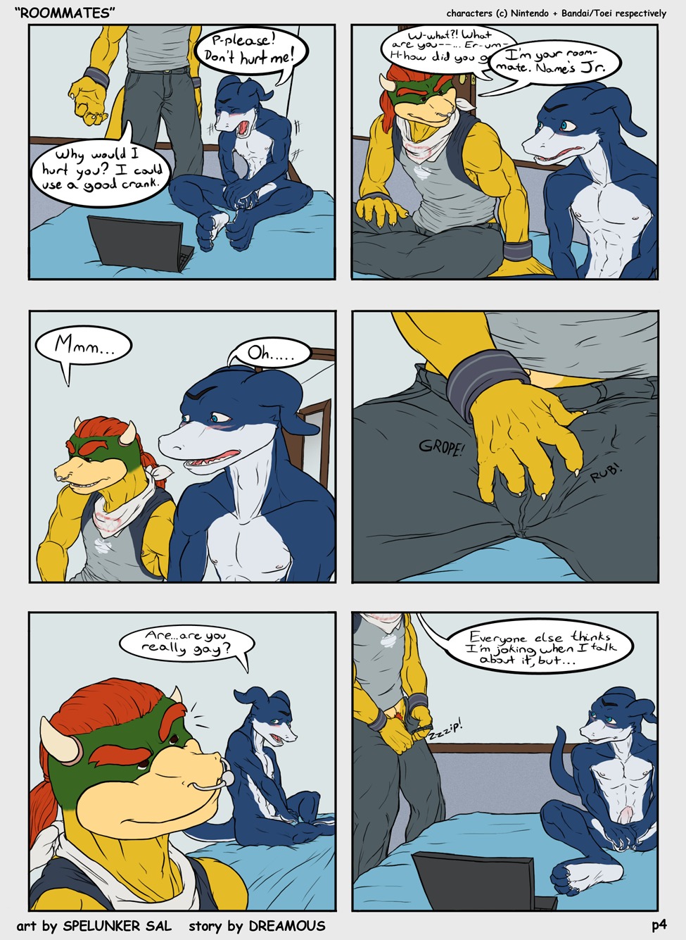anthro bowser_koopa_junior_(roommates) comic digimon dreamous fear flamedramon fondling foreskin gay giancarlo_rosato koopa male male/male male_only mario_(series) no_humans nude penis piercing roommates rule34 scalie spelunker_sal uncircumcised uncut yaoi