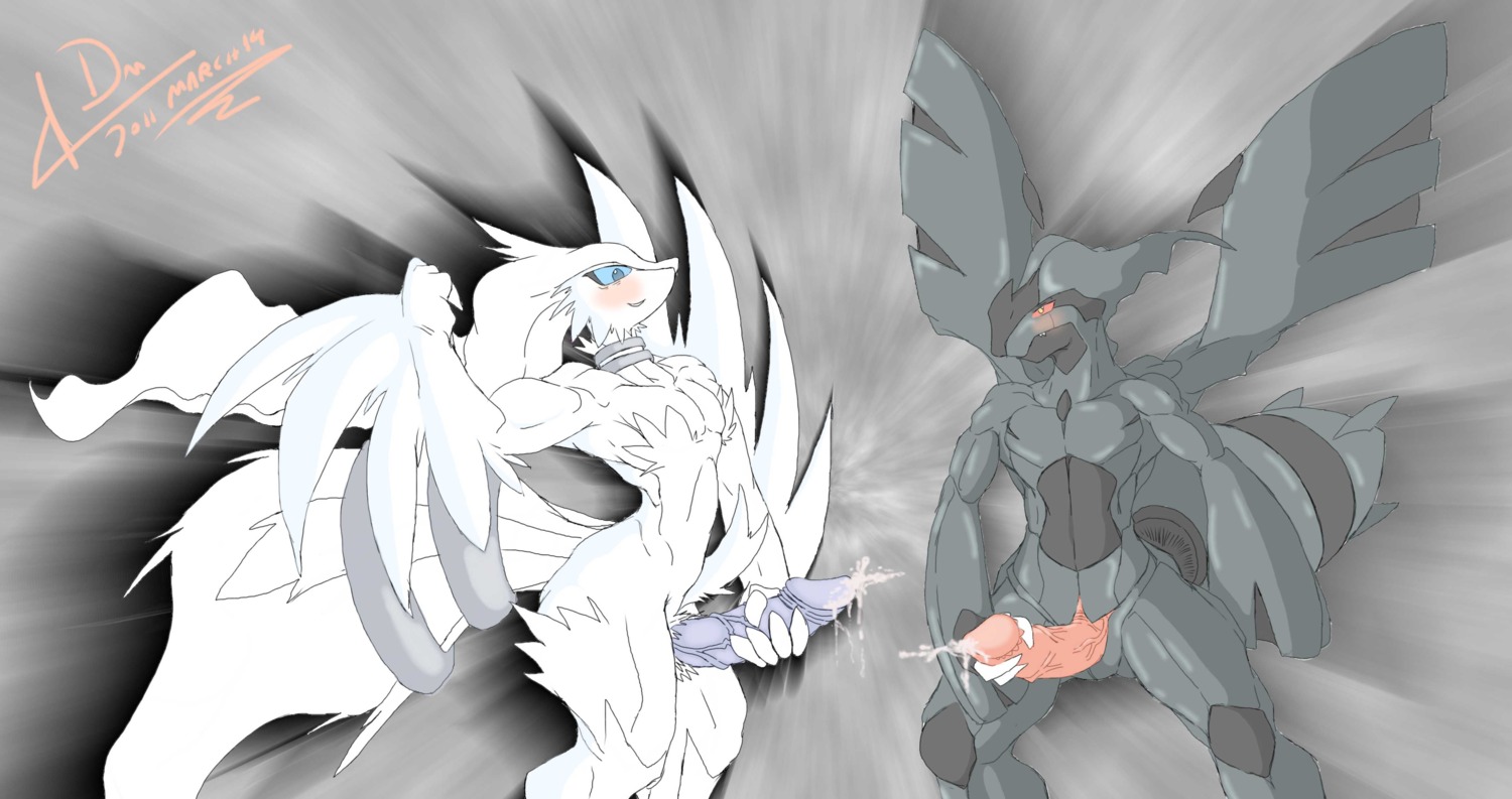 anthro color handjob male male_only multiple_males nudity pokemon reshiram rule34 yaoi zekrom