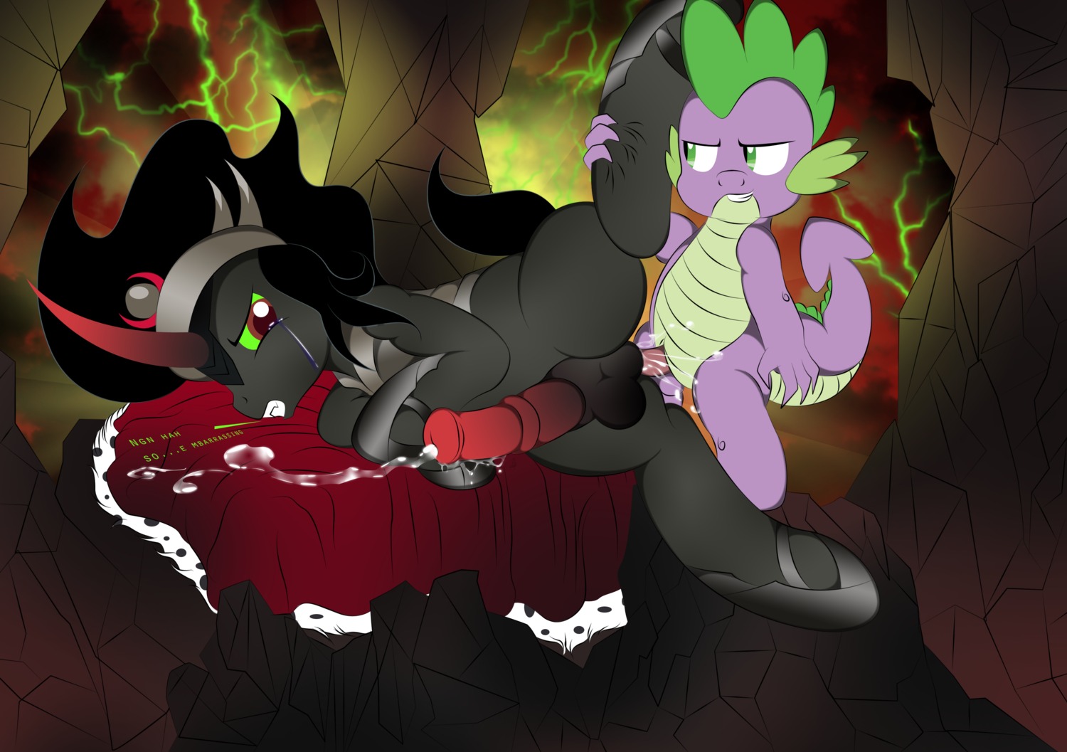 2012 absurd_res anal anal_penetration animal_genitalia animal_penis anthro anthro_on_feral anthro_penetrating anthro_penetrating_feral balls bestiality black_body black_fur black_hair bodily_fluids crown cum cum_in_ass cum_inside cum_while_penetrated dragon duo e621 ejaculation electricity equid equine equine_genitalia equine_penis erection eye_mist feral feral_penetrated friendship_is_magic fur genital_fluids genitals green_eyes hair hands-free hasbro headgear hi_res horn interspecies king_sombra_(mlp) kneeling leg_glider_position lightning lying male male/male male_penetrated male_penetrating male_penetrating_male mammal my_little_pony mythological_creature mythological_equine mythological_scalie mythology nude on_side orgasm penetration penis purple_body purple_scales raised_leg scales scalie sex shota spike_(mlp) tail tears unicorn v-d-k young young_anthro