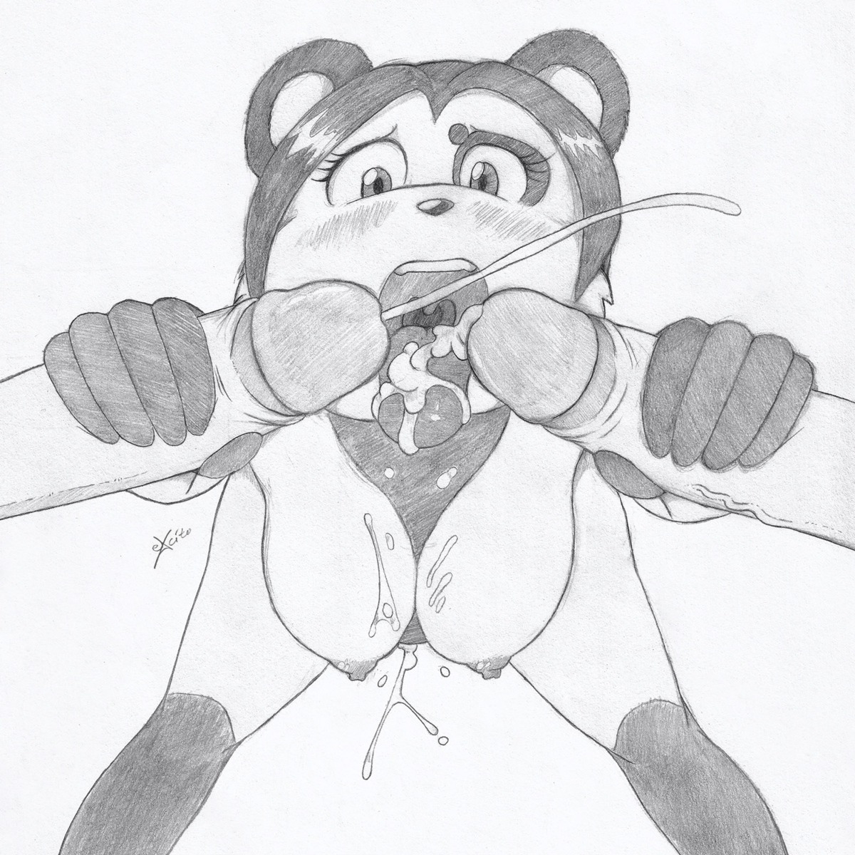 1:1 anthro bear bodily_fluids breasts cum cum_in_vagina cum_inside cum_on_breasts cum_on_face cumshot double_fellatio double_handjob double_oral e621 ejaculation erection excito fellatio female foreskin genital_fluids genitals giant_panda group group_sex handjob hi_res humanoid_genitalia humanoid_penis male male/female mammal monochrome oral orgasm penile penis retracted_foreskin sex solo_focus threesome trio vein veiny_penis