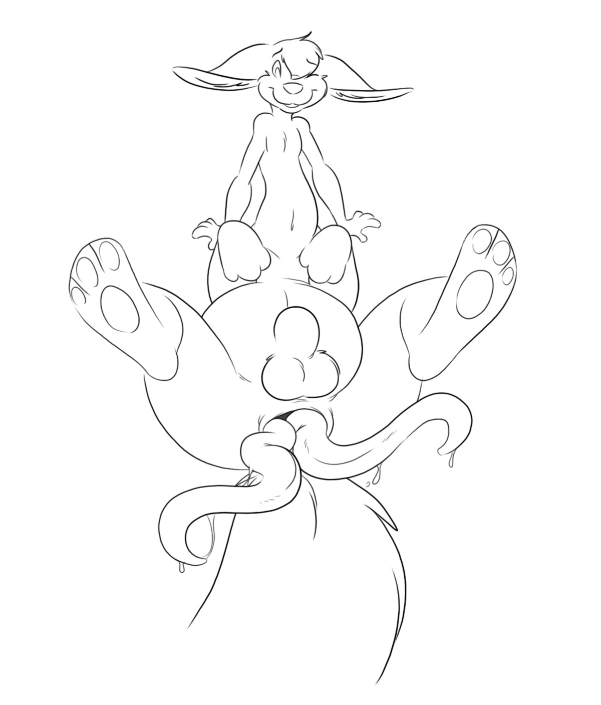 ambiguous_gender ambiguous_penetrating ambiguous_penetrating_male anal anal_penetration anal_vore animal_genitalia anthro ball_tuft balls caramel_(halbean) citra citra_taur consentacles e621 fluffy fluffy_tail fully_sheathed genitals halbean hi_res inflation looking_pleasured male male/ambiguous male_penetrated mammal mammal_taur monochrome pawpads penetration sex sheath sheathed_while_penetrated simple_background smile solo tail taur tentacles tuft twerp_(halbean) vore white_background white_balls white_pawpads white_sheath